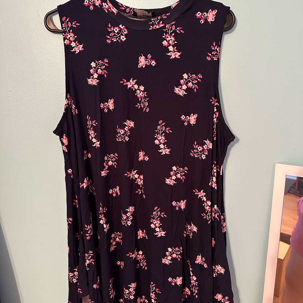 Lane Bryant Navy with Pink Florals Sleeveless Tank Top